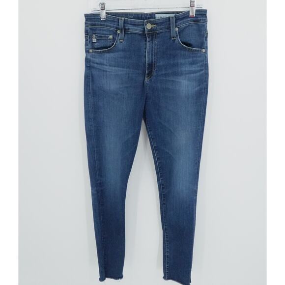 AG Adriano‎ Goldschmied Jeans 30R Blue High Rise Farrah Skinny Ankle Raw Hem - Picture 1 of 14
